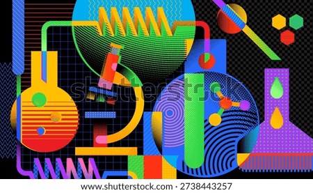 Vector abstact colorful background of laboratory equipment for science lab and chemistry lab.
