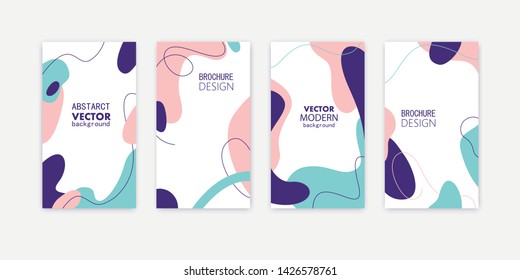 Vector abstarct background. Minimal style design for cover, banner, social media stories, blog. Trendy colorful liquid shapes with copy space for text.