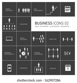 vector abstrac business icons and pictograms set | black and white