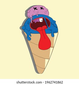 vector  abstrac cartoon monsters ice cream colourful illustration