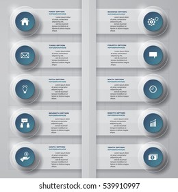 vector abstract 10 steps timlines paper infographic elements.