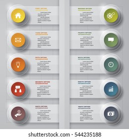 vector abstract 10 steps timlines paper infographic elements.