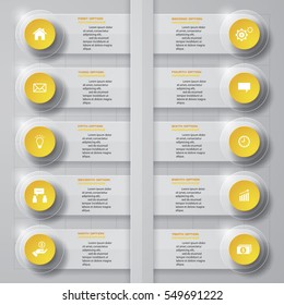 vector abstract 10 steps timlines paper infographic elements.