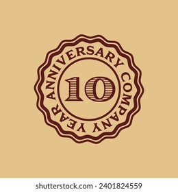 Vector abstract 10 year company anniversary tag sticker