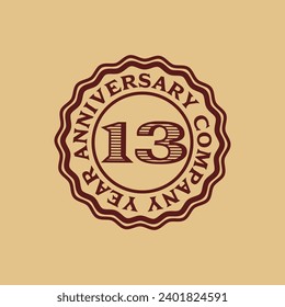 Vector abstract 13 year company anniversary tag sticker