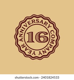 Vector abstract 16 year company anniversary tag sticker