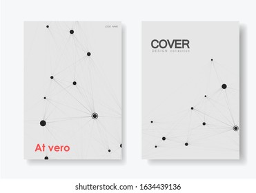 Vector abstract 2 brochures with molecules of black color on white background.