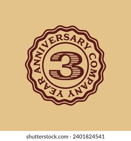 Vector abstract 3 year company anniversary tag sticker