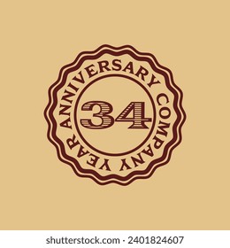 Vector abstract 34 year company anniversary tag sticker