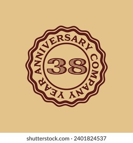 Etiqueta abstracta de 38 años del aniversario de la compañía de vectores