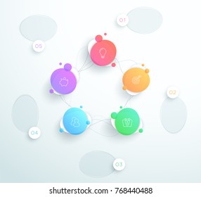 Vector Abstract 3d 5 Circle Business Infographic