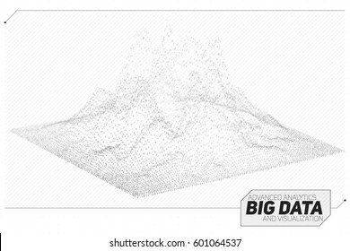 Vector abstract 3D big data visualization. Futuristic infographics aesthetic design. Visual information complexity. Intricate data threads graphic. Social network or business analytics representation