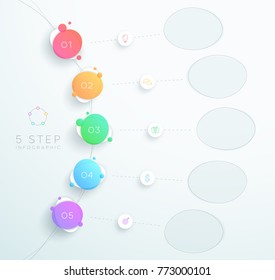 Vector Abstract 3d Circles Linked Number 1 to 5 Infographic