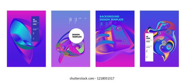 Vector Abstract 3D Colorful Gradient Geometric Curvy pattern background illustration. Set of Abstract Techno and cultural background for Cover, Poster, and print in Eps 10. 