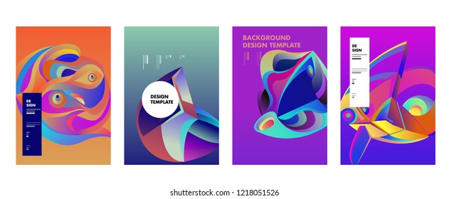 Vector Abstract 3D Colorful Gradient Geometric Curvy pattern background illustration. Set of Abstract Techno and cultural background for Cover, Poster, and print in Eps 10. 