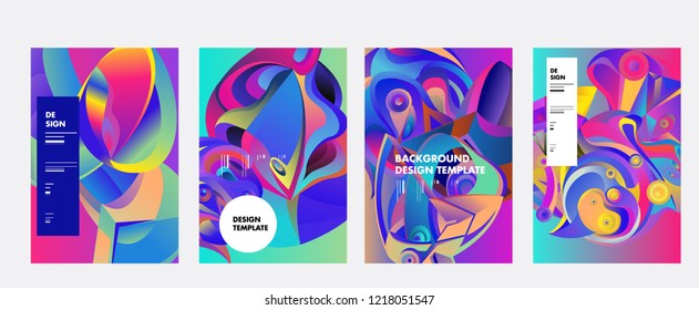 Vector Abstract 3D Colorful Gradient Geometric Curvy pattern background illustration. Set of Abstract Techno and cultural background for Cover, Poster, and print in Eps 10. 
