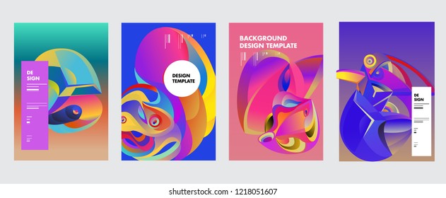 Vector Abstract 3D Colorful Gradient Geometric Curvy pattern background illustration. Set of Abstract Techno and cultural background for Cover, Poster, and print in Eps 10. 