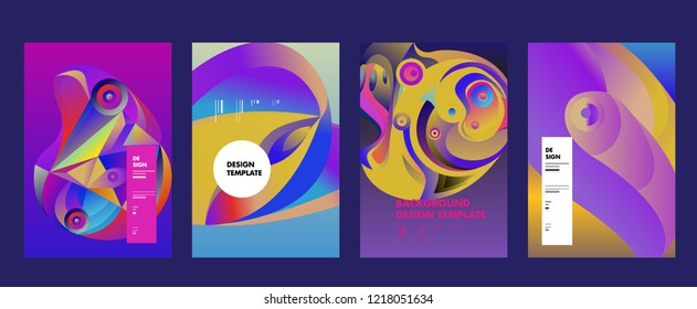 Vector Abstract 3D Colorful Gradient Geometric Curvy pattern background illustration. Set of Abstract Techno and cultural background for Cover, Poster, and print in Eps 10. 