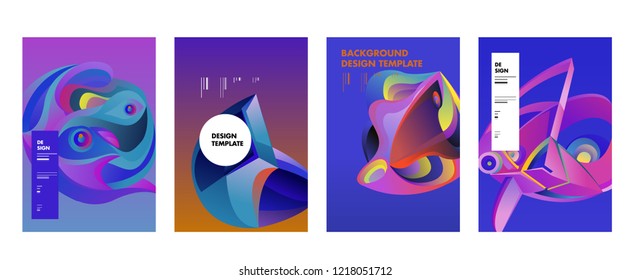 Vector Abstract 3D Colorful Gradient Geometric Curvy pattern background illustration. Set of Abstract Techno and cultural background for Cover, Poster, and print in Eps 10. 
