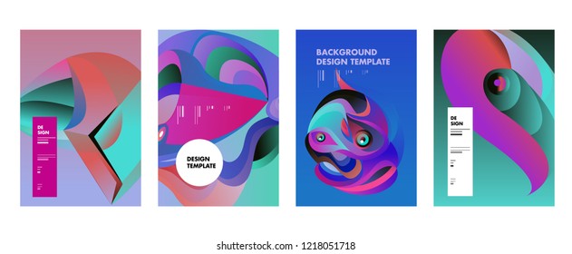 Vector Abstract 3D Colorful Gradient Geometric Curvy pattern background illustration. Set of Abstract Techno and cultural background for Cover, Poster, and print in Eps 10. 