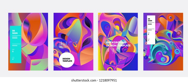 Vector Abstract 3D Colorful Gradient Geometric Curvy pattern background illustration. Set of Abstract Techno and cultural background for Cover, Poster, and print in Eps 10. 
