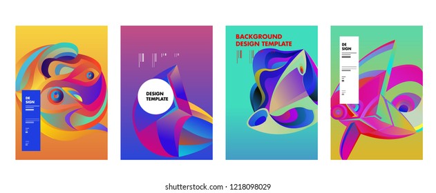 Vector Abstract 3D Colorful Gradient Geometric Curvy pattern background illustration. Set of Abstract Techno and cultural background for Cover, Poster, and print in Eps 10. 