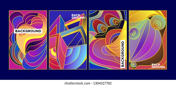Vector Abstract 3D Colorful Gradient Geometric Curvy pattern background illustration. Set of Abstract Techno and cultural background for Cover, Poster, and print in Eps 10
