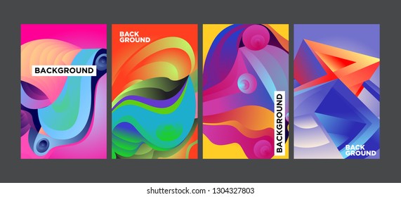 Vector Abstract 3D Colorful Gradient Geometric Curvy pattern background illustration. Set of Abstract Techno and cultural background for Cover, Poster, and print in Eps 10
