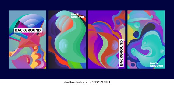 Vector Abstract 3D Colorful Gradient Geometric Curvy pattern background illustration. Set of Abstract Techno and cultural background for Cover, Poster, and print in Eps 10
