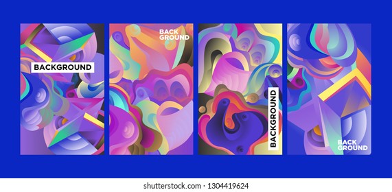 Vector Abstract 3D Colorful Gradient Geometric Curvy pattern background illustration. Set of Abstract Techno and cultural background for Cover, Poster, and print in Eps 10

