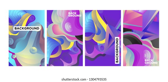 Vector Abstract 3D Colorful Gradient Geometric Curvy pattern background illustration. Set of Abstract Techno and cultural background for Cover, Poster, and print in Eps 10
