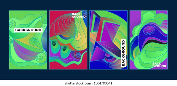 Vector Abstract 3D Colorful Gradient Geometric Curvy pattern background illustration. Set of Abstract Techno and cultural background for Cover, Poster, and print in Eps 10
