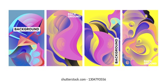 Vector Abstract 3D Colorful Gradient Geometric Curvy pattern background illustration. Set of Abstract Techno and cultural background for Cover, Poster, and print in Eps 10
