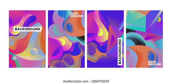 Vector Abstract 3D Colorful Gradient Geometric Curvy pattern background illustration. Set of Abstract Techno and cultural background for Cover, Poster, and print in Eps 10
