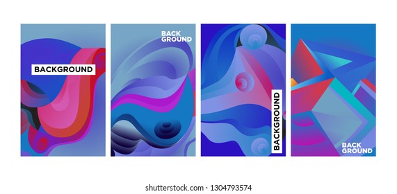 Vector Abstract 3D Colorful Gradient Geometric Curvy pattern background illustration. Set of Abstract Techno and cultural background for Cover, Poster, and print in Eps 10
