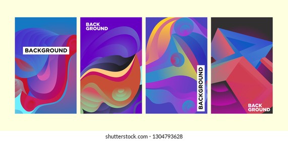 Vector Abstract 3D Colorful Gradient Geometric Curvy pattern background illustration. Set of Abstract Techno and cultural background for Cover, Poster, and print in Eps 10
