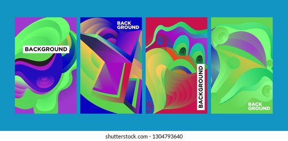 Vector Abstract 3D Colorful Gradient Geometric Curvy pattern background illustration. Set of Abstract Techno and cultural background for Cover, Poster, and print in Eps 10
