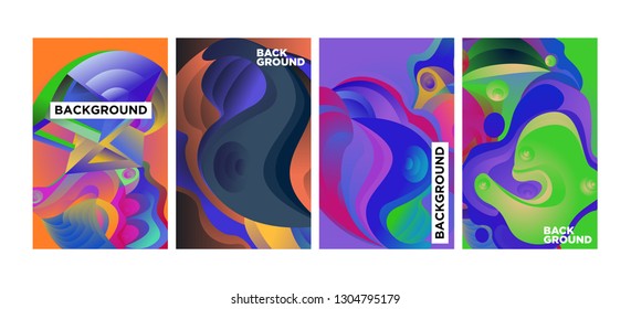 Vector Abstract 3D Colorful Gradient Geometric Curvy pattern background illustration. Set of Abstract Techno and cultural background for Cover, Poster, and print in Eps 10
