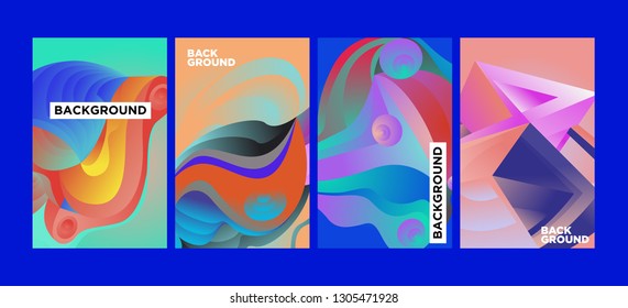 Vector Abstract 3D Colorful Gradient Geometric Curvy pattern background illustration. Set of Abstract Techno and cultural background for Cover, Poster, and print in Eps 10