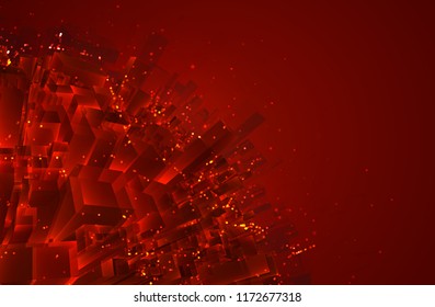 vector abstract 3d crystal. a view of the roofs of the city, a large chaotic set of glass pendants.