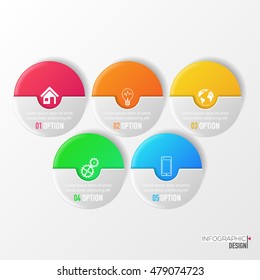 Vector abstract 3D digital illustration Info graphic and marketing icons can be used for work flow layout, diagram, annual report, web design. Business concept with 5 options, steps or processes.