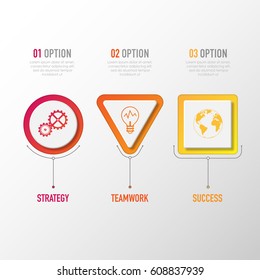 Vector abstract 3D digital illustration infographic and marketing icons can be used for work flow layout, diagram, annual report, web design. Business concept with 3 options, steps or processes.
