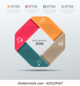 Vector abstract 3D digital illustration infographic and marketing icons can be used for work flow layout, diagram, annual report, web design. Business concept with 4 options, steps or processes.