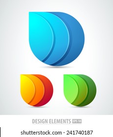 Vector abstract 3d drop logo design elements. Origami. Corporate identity.