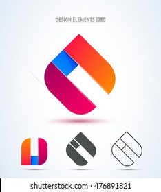 Vector abstract 3d drop logo design elements. Origami. Corporate identity. Application icon design.
