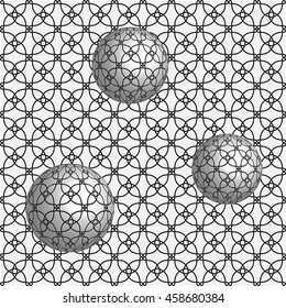 Vector abstract 3d effect background with spheres. Optical illusion. 