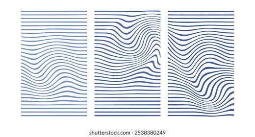 Vektorabstrakter 3D-Effekt, gewellter Streifen Hintergrund