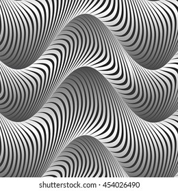 Vector abstract 3d effect wavy stripes background 
