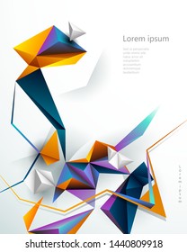 Vector Abstract 3D Geometric, Polygon background design. Multicolor, blue, purple, yellow and green color in triangle pattern shape. Polygonal background for banner, template, business, web design