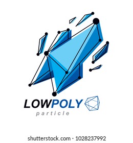 Vector abstract 3d geometric shape, polygonal figure. Technology corporate emblem.